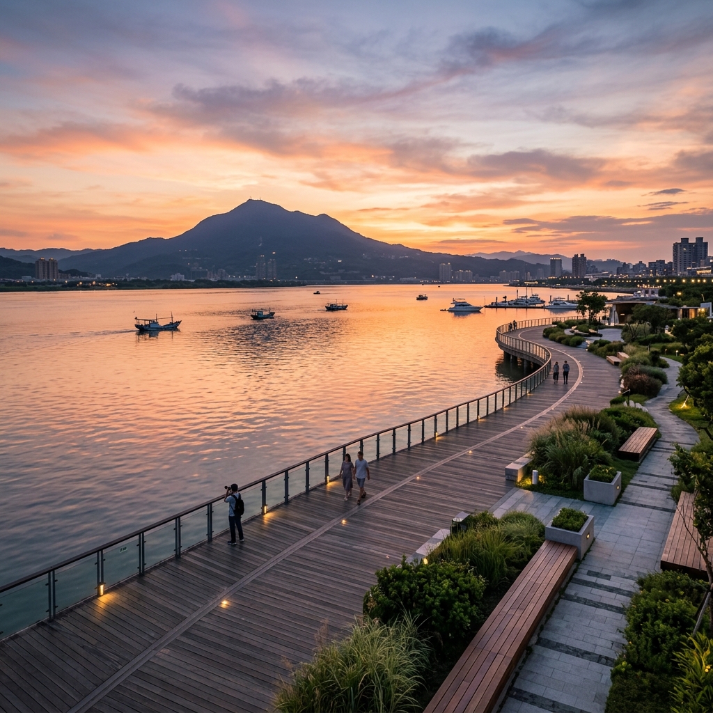 淡水八里水岸夕陽美景